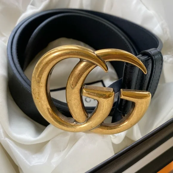 Gucci Calfskin Double G 40mm Belt 85 34 Black - Picture 2 of 8